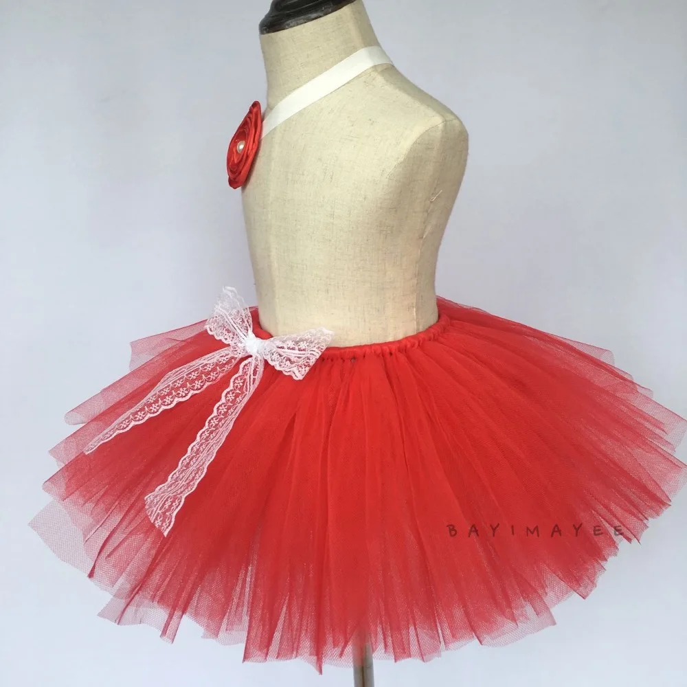 Красивая детская красная юбка-пачка кружевная юбка для девочек воздушная