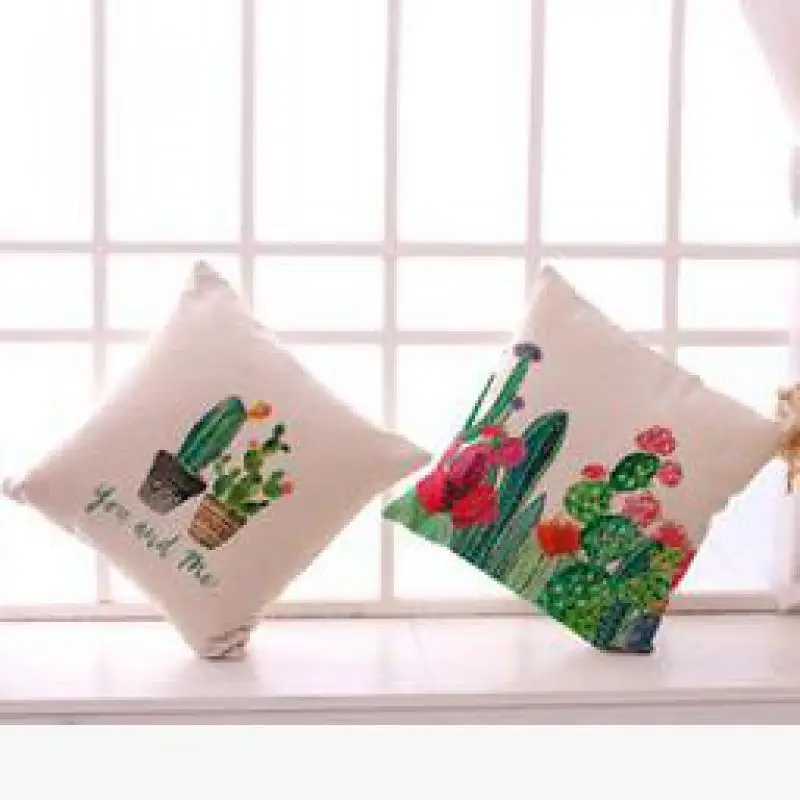 Современный простой зеленый завод печати Хлопок Лен Подушки Детские крышка