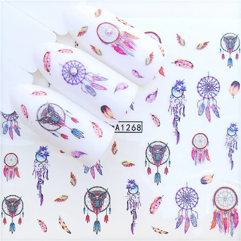 2 листа милые наклейки для дизайна ногтей панды Мультяшные нейл арта Водные