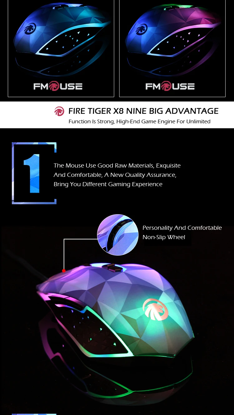 Оригинальная игровая мышь F X8 Dazzle Color Diamond Edition, проводная оптическая компьютерная мышь для геймера Pro