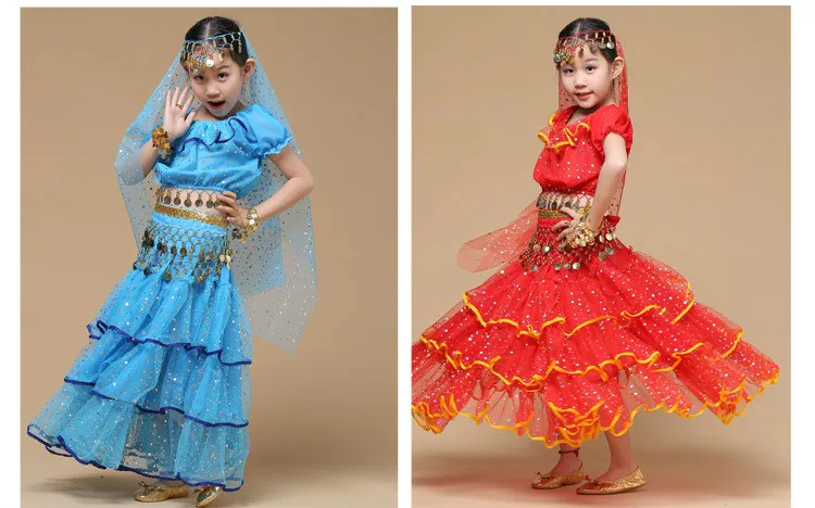 Детские костюмы для танца живота танцевальные в индийском стиле девочек цвет