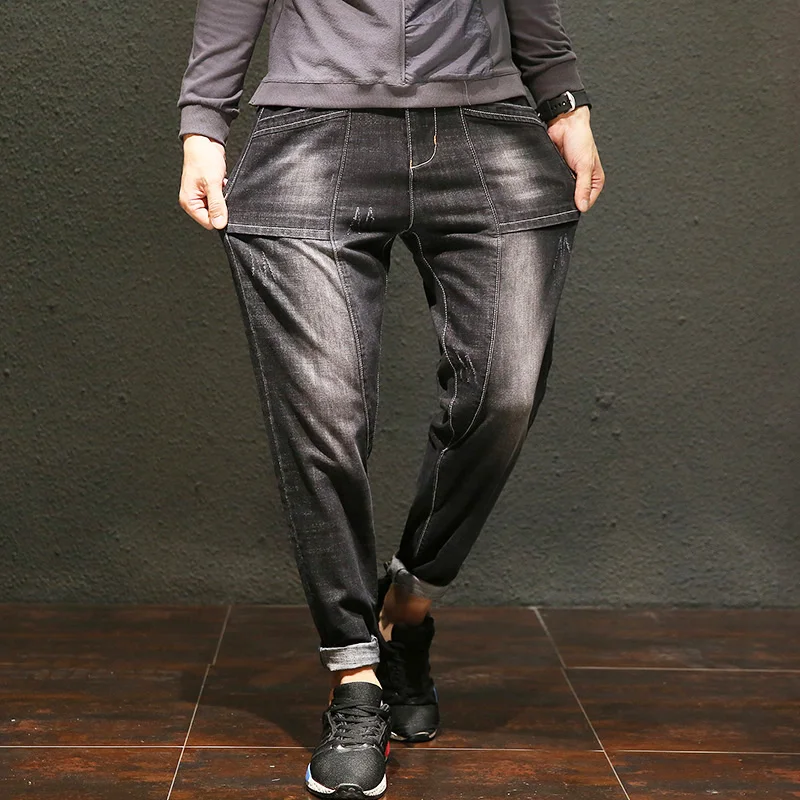 Vomint 2019 Новые мужские джинсы усы эффект Halen штаны шить black Wash Distressed Jeans Повседневные