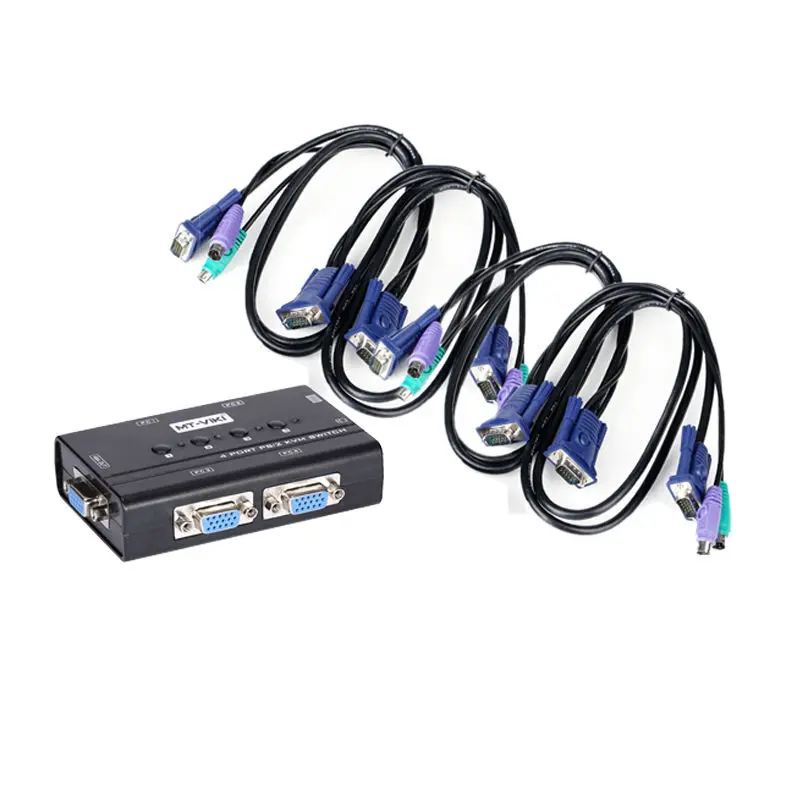 4 порта VGA KVM переключатель PS/2 мыши Ручная кнопка нажмите на выбор с оригинальным
