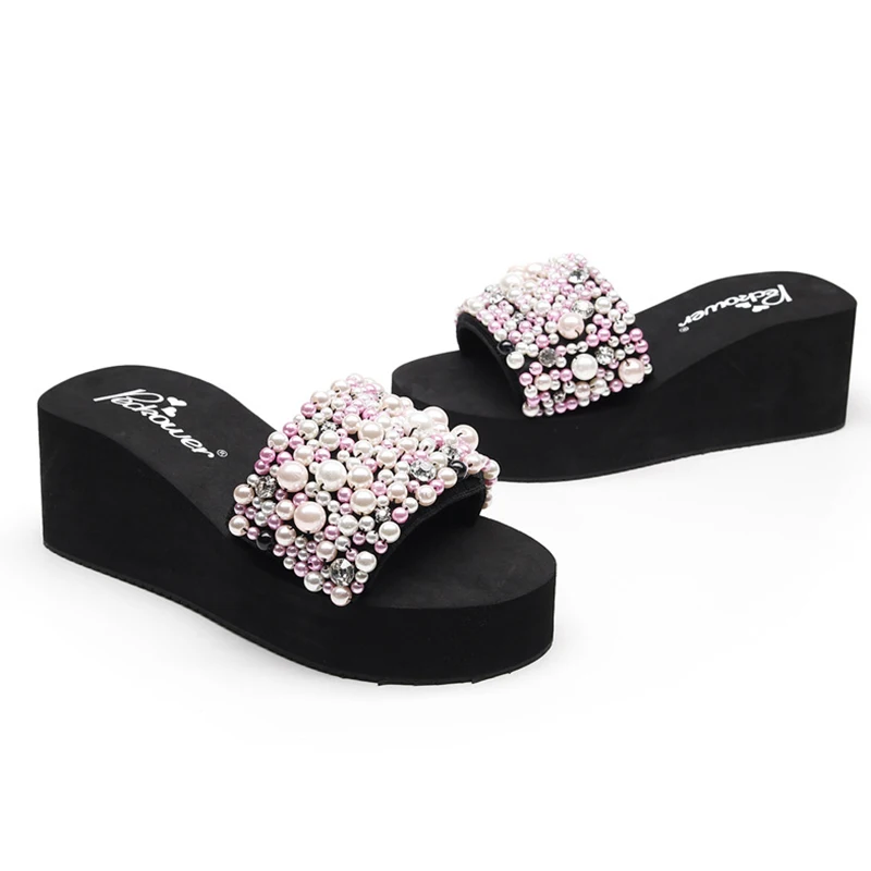 Шлепанцы женские повседневные на платформе прочные пляжные сандалии спортивная