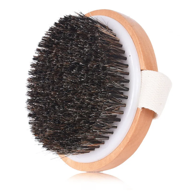 

Black Horse Hair Bath Brush Dry Skin Brush Body Massage Wooden Shower Brush Hair Horse Hair Massage Exfoliating Brush