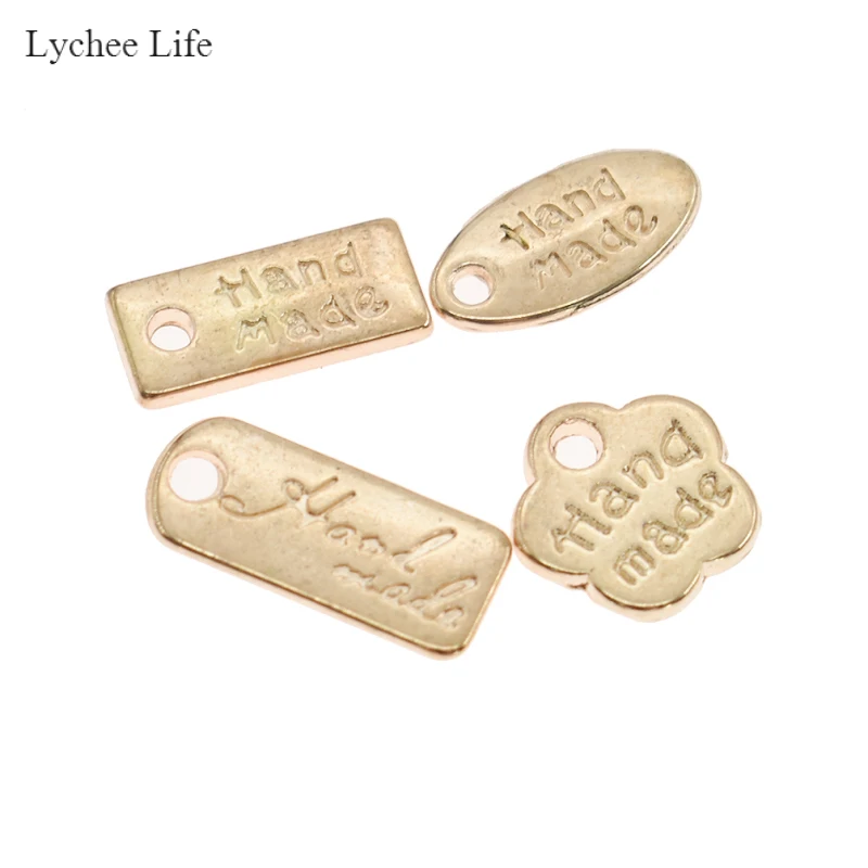 Lychee Life 100 шт. золотые металлические этикетки ручной работы с буквами для сумок