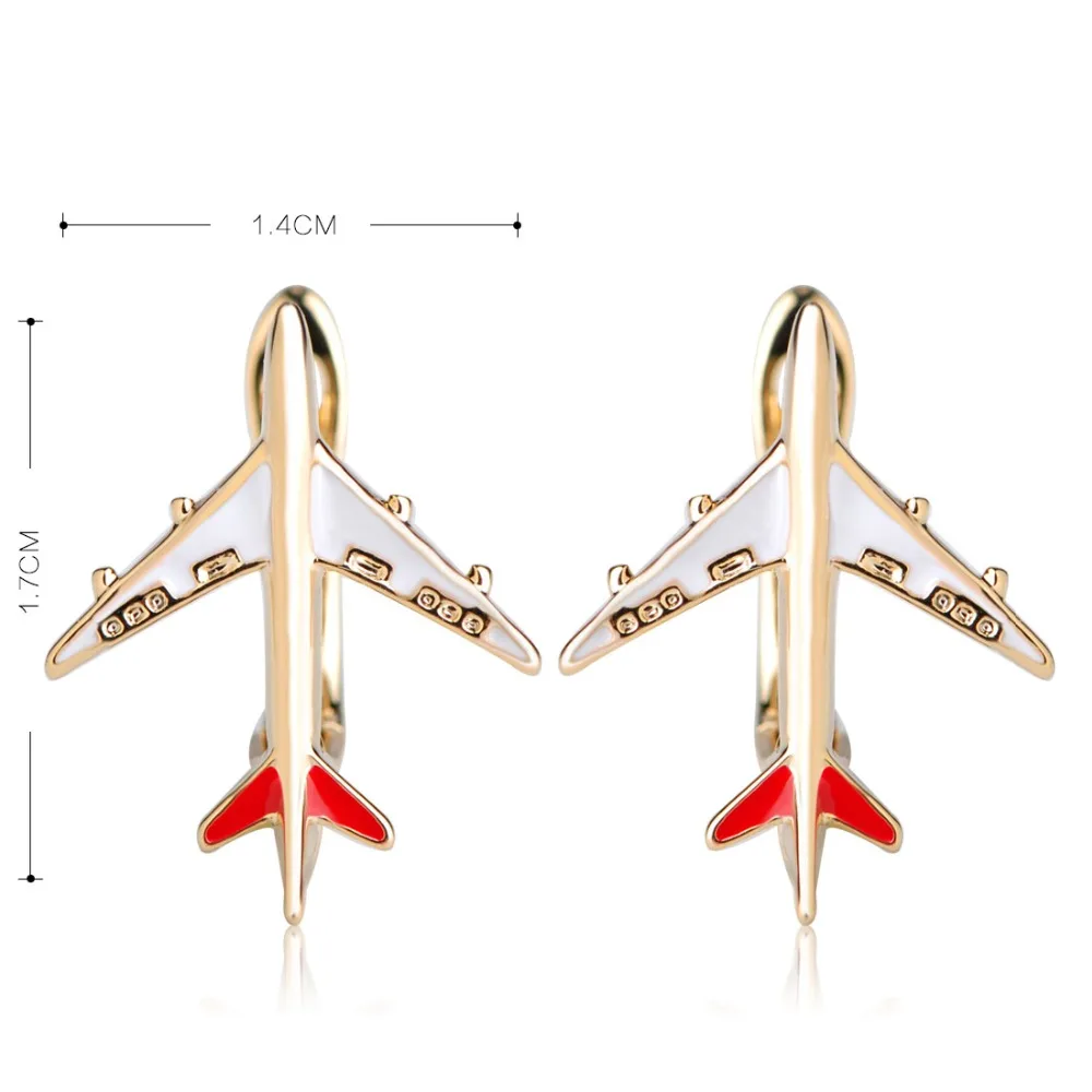 Dazz Enamel Airplane Shape Earrings For Women Girls Gold Color D Hooks Aircraft Plane Stud Earring Harajuku Copper Ear Brincos | Украшения