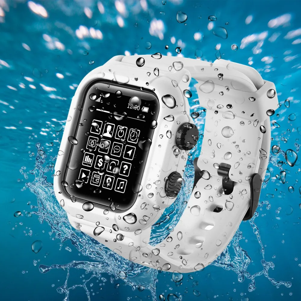 Спортивный ремешок для Apple Watch, ремешок, водонепроницаемый чехол, 44 мм, 42 мм, iWatch Series 5, 4, 3, 2, силиконовые браслеты, браслет, защитная крышка