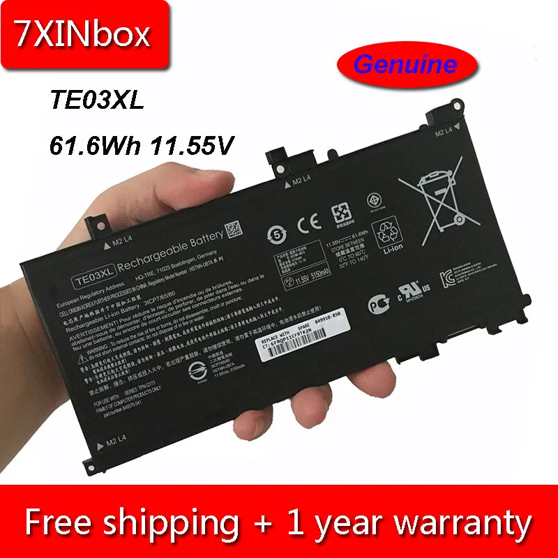 7XINbox 61.6Wh 11 55 V подлинный TE03XL Аккумулятор для ноутбука HP Pavilion 15 TPN Q173 HSTNN UB7A 849910 850 849570