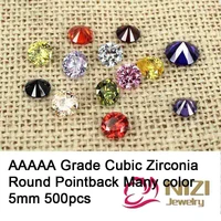 5mm 500pcs aaaaa grade cubic zirconia synthetic gems for jewelry round shape design stones stick drill 3d nail art decoration
