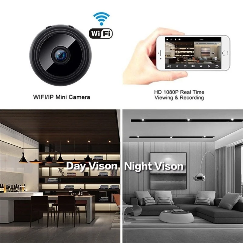 Мини IP камера беспроводная WiFi HD 1080P Скрытая домашняя камера безопасности ночное видение