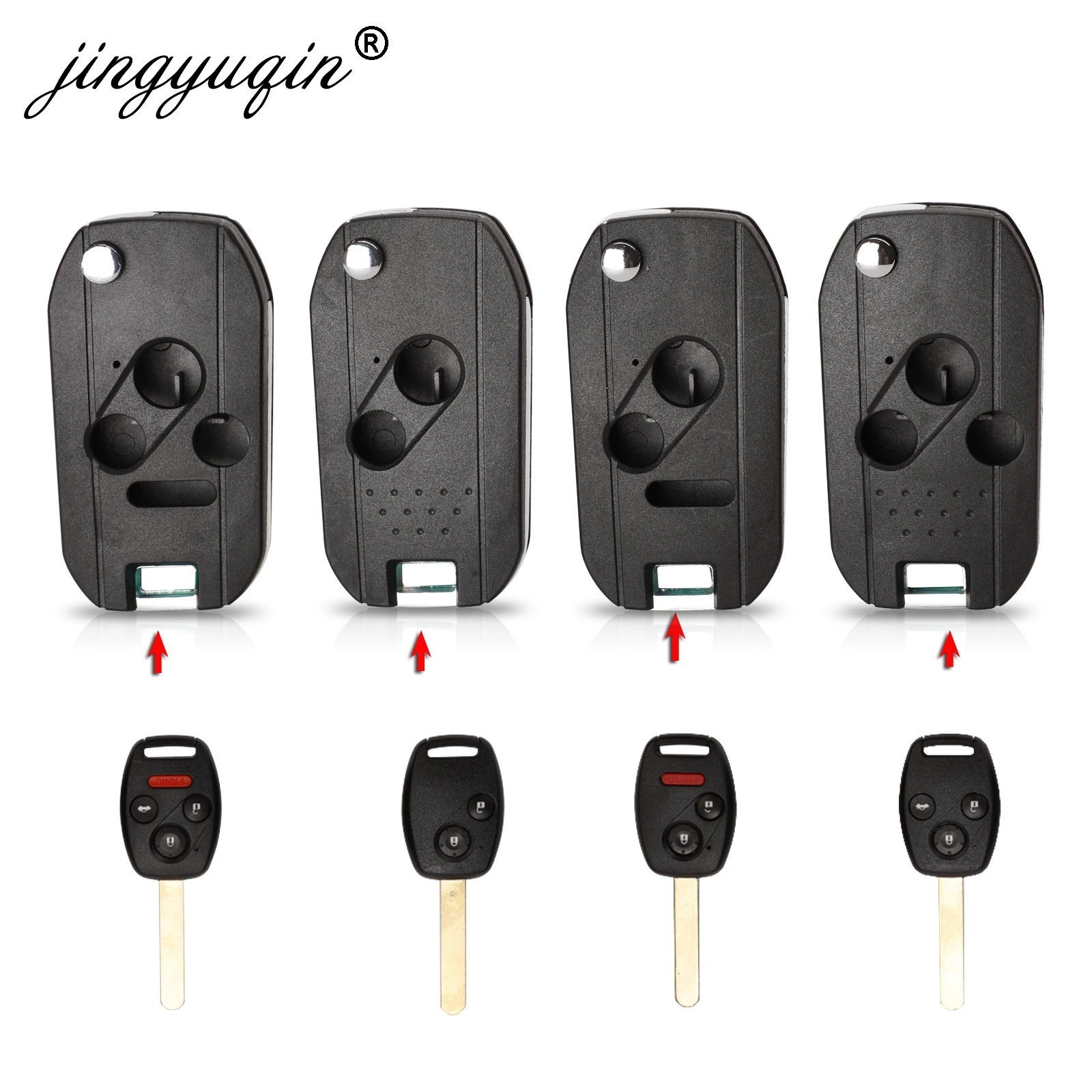 jingyuqin 2/3/4 Buttonws Remote Modified Flip Folding Key Shell Case For Honda CRV Fit Accord Civic Fob Cover | Автомобили и