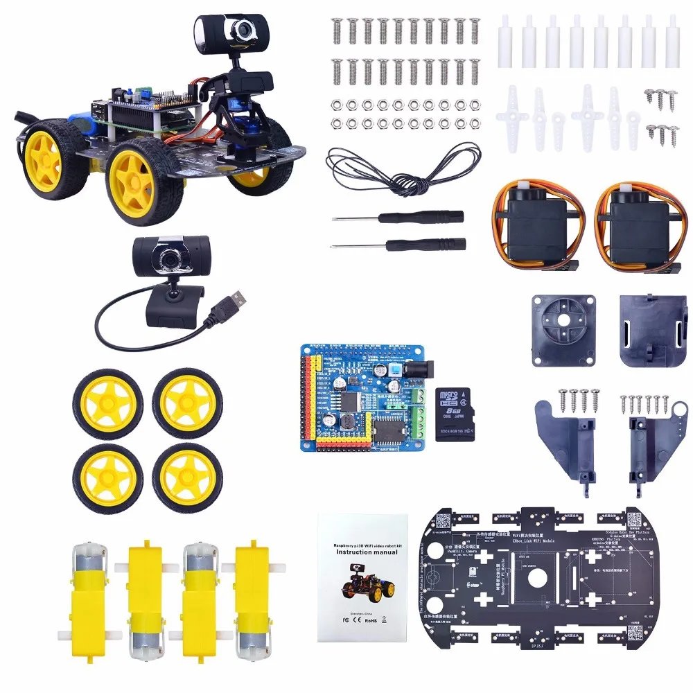 UniHobby DS Беспроводной Wi-Fi робот автомобильный комплект для Raspberry Pi 4WD шасси робота