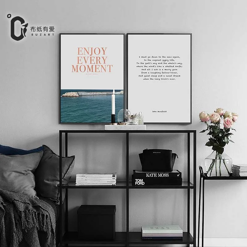 Наслаждайтесь каждым моментом морской океан Скандинавская картина холст