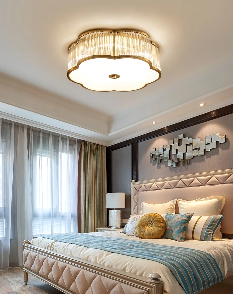 Роскошный медный потолочный светильник для спальни теплый романтический