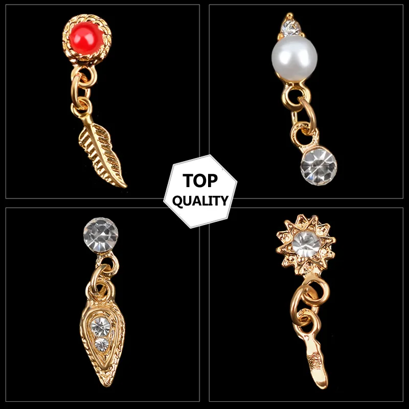 10 шт. роскошные Позолоченные Стразы для ногтей жемчужные украшения 3d модный бант