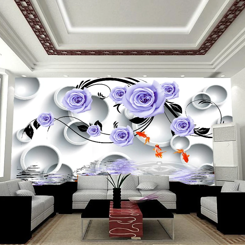 

Фото обои стереоскопические розы обои настенная Современная гостиная диван ТВ фон обои