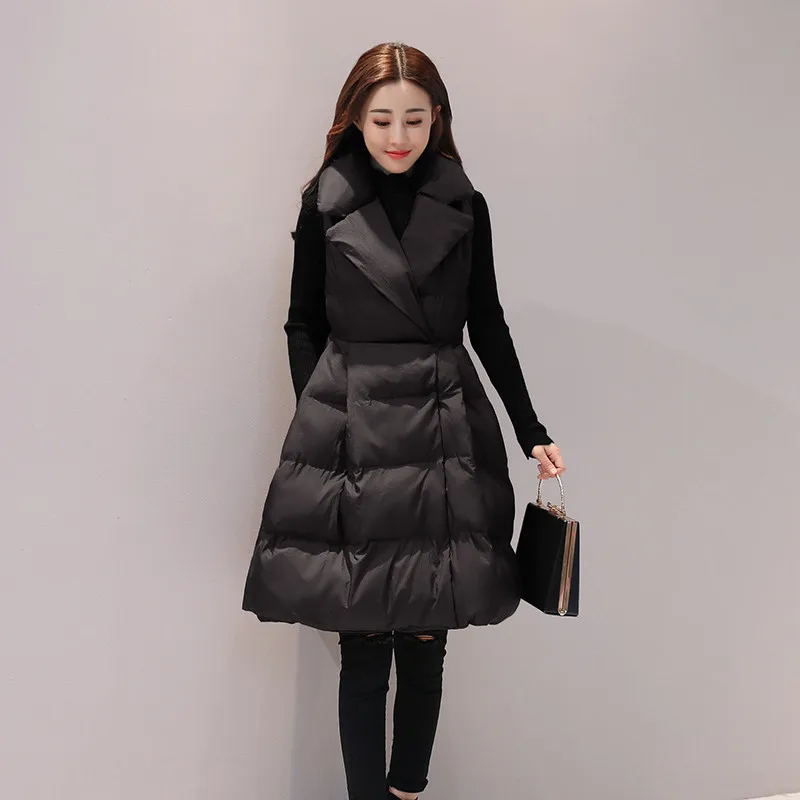 Длинный хлопковый жилет пальто для женщин Veste Femme зимняя куртка без рукавов