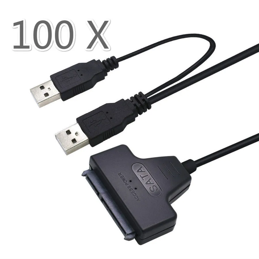 

100pcs bundle package USB 2.0 To SATA 22 Pin 2.5 Inch Hard Drive HDD Adapter Cable 50CM SSD Converter 100 Pieces