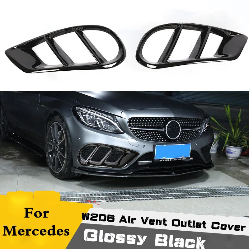 Для C43 AMG глянцевый черный переднего бампера устанавливаемое на вентиляционное