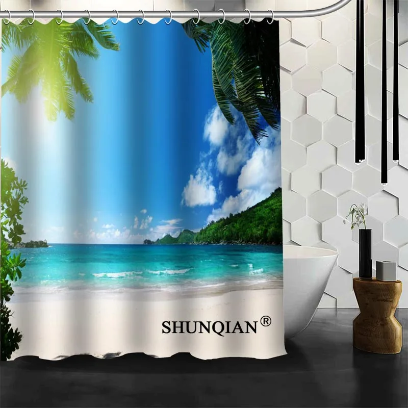Лучшая Красивая Заказная природа морской океан занавеска для пляжного душа