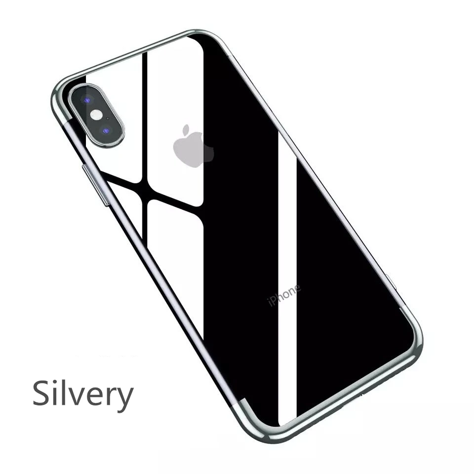 Silvery Роскошный прозрачный чехол для iPhone X XS Max XR ультра-тонкий прозрачный Блестящий Мягкий ТПУ чехол для iPhone XS XR задняя крышка - Цвет: Silvery