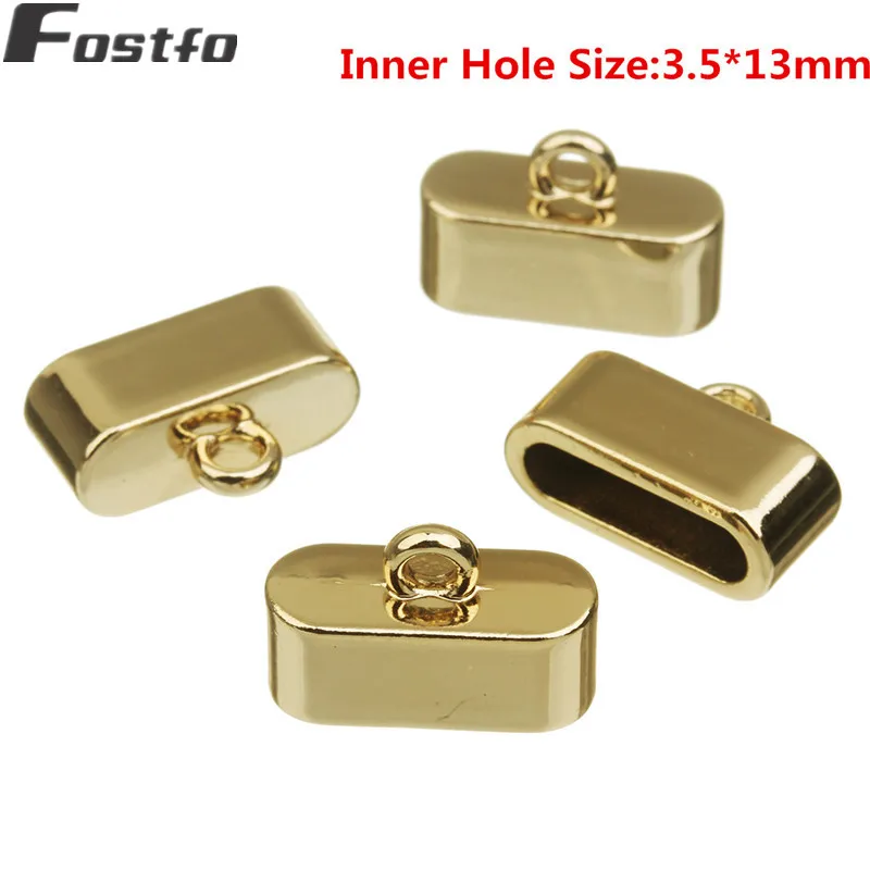 3.5mm13mm gold Fostfo 10 шт./лот наконечники для браслетов Обжимные бусины Застежка из металлического сплава для плоского кожаного шнура концевые застежки Разъемы Diy Изготовление ювелирных изделий - Цвет: 3.5mm13mm gold