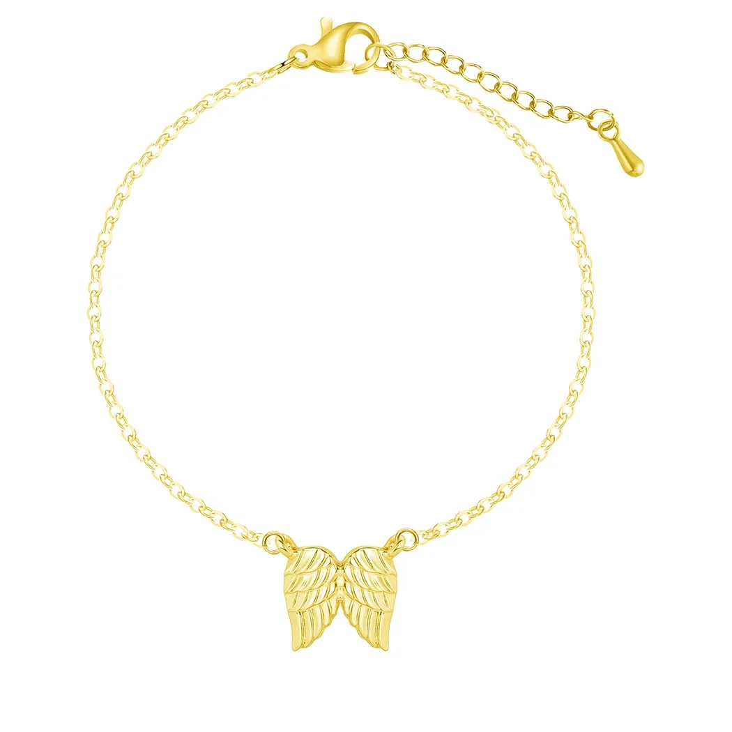 Браслет Kinitial из нержавеющей стали в виде крыльев элегантный простой женский