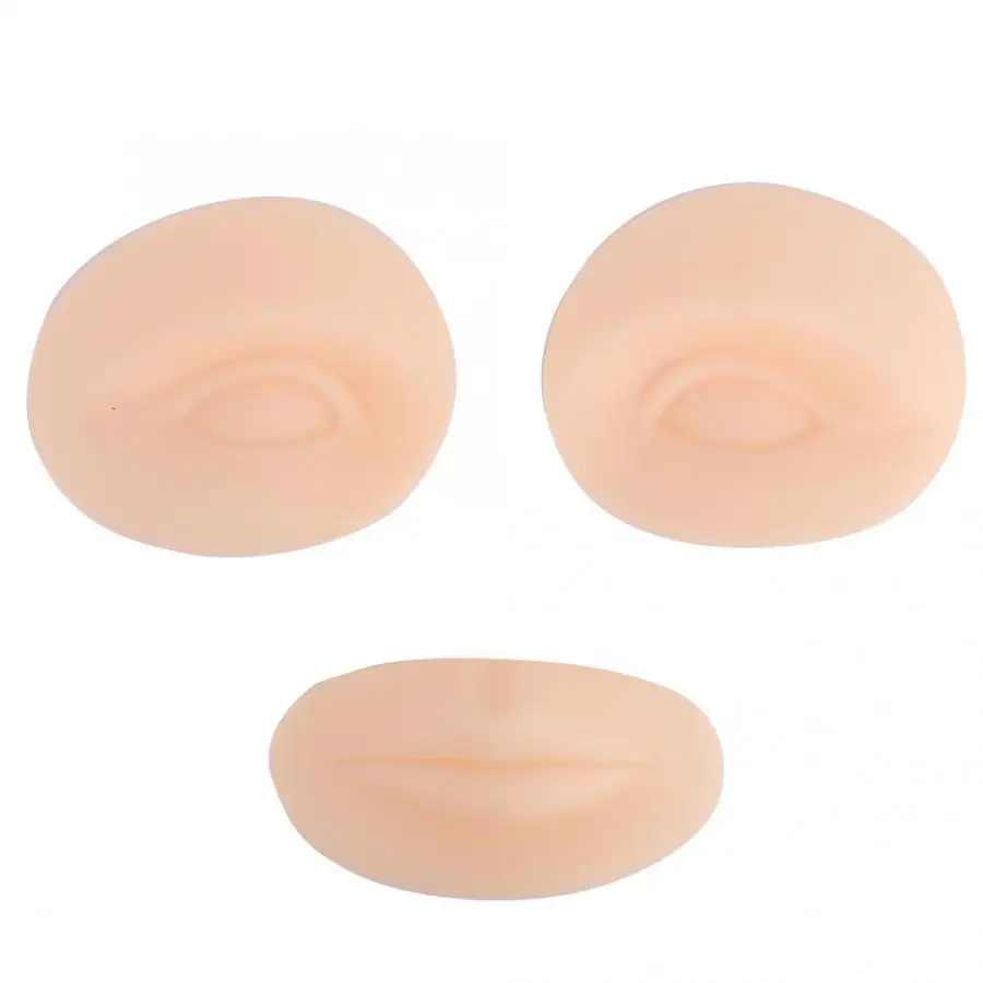 Tattoo Accessories 3Pcs Practice Skin Permanent Makeup Microblading Eyebrow Lip Training Silicone Fake | Красота и здоровье