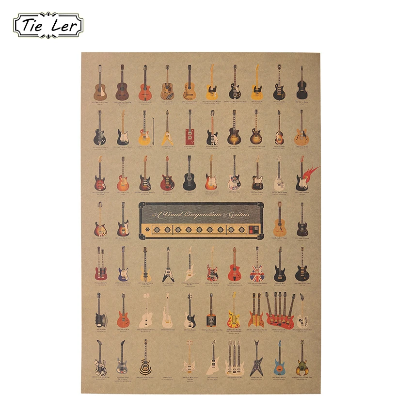 1 шт. винтажный постер гитары мира винтажные обои настенные наклейки домашний