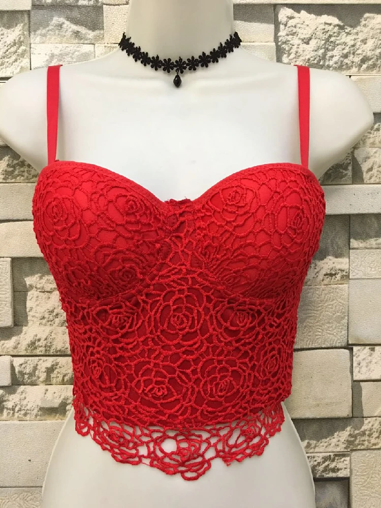 Женский кружевной корсет без бретелек однотонный облегающий на тонких