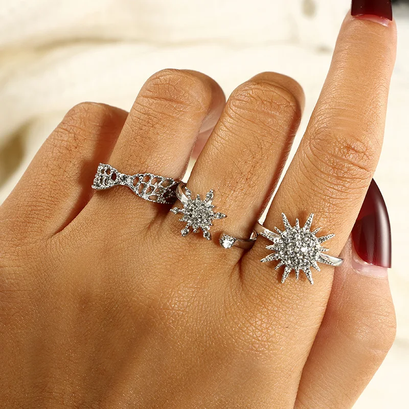 Женский комплект из трех предметов модное геометрическое Открытое кольцо в виде