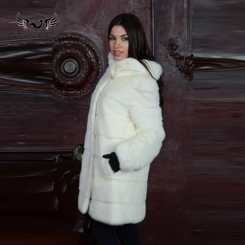 Tatyana Furclub роскошная норковая шуба из цельной кожи с большим капюшоном, настоящая шуба из натурального меха, женская шуба, Женская куртка, норковая шуба