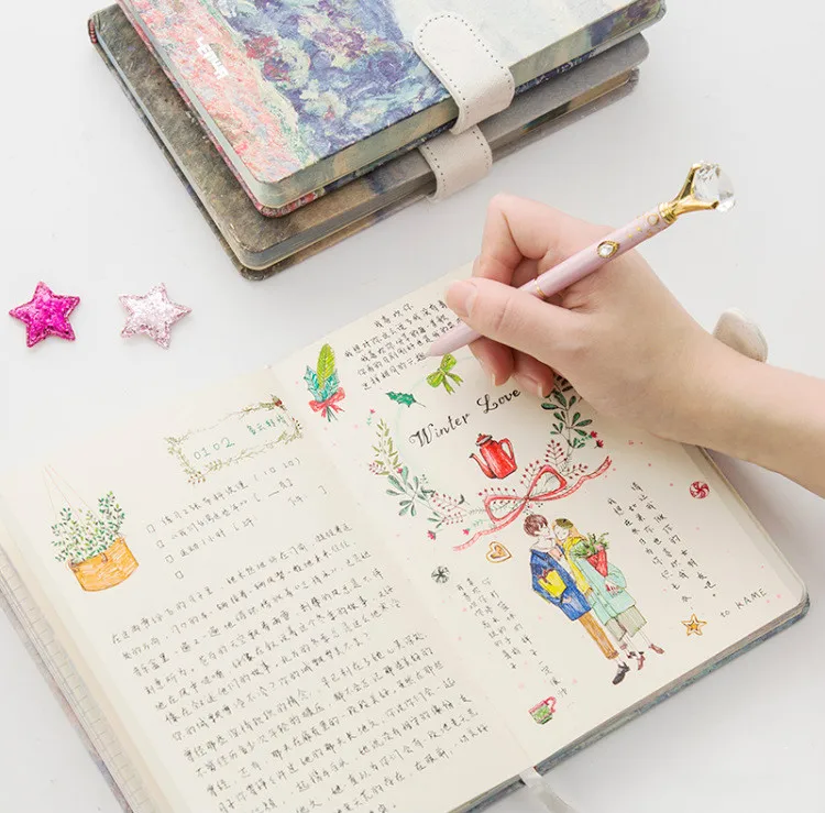 Корейский Kawaii винтажные Блокноты с цветочным рисунком журнал записная книжка еженедельник планировщик бумага для органайзера блокнот A5 повесток дня четыре внутренние страницы