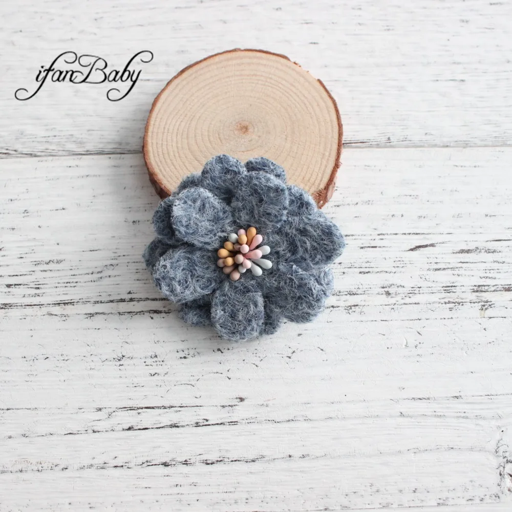 Модные теплые шерстяные волосы цветы фетр цветок с тычинки мягкие дети девушка