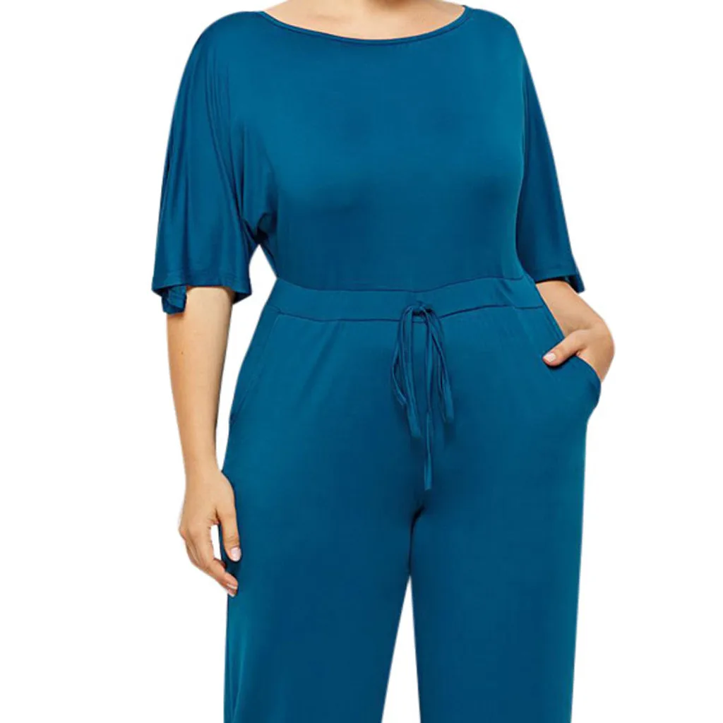 Комбинезоны размера плюс с карманами комбинезоны со шнуровкой полуоднотонные