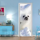 Домашний декор самоклеящиеся животные снег Леопард 3D дверные наклейки холст печать искусство цветные кирпичи вытягивающиеся двери Водонепроницаемая картина