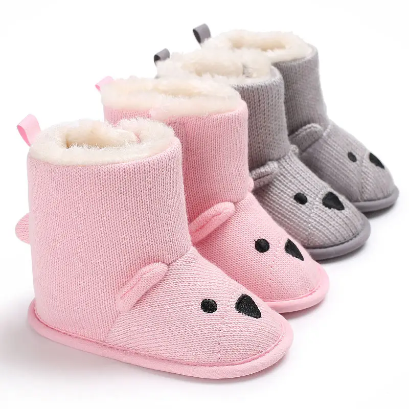 

Winter Baby Snow Boots Warm Toddler shoes Baby Girl Shoes Knitted Cartoon Bear first walker Infant Newborn Baby Shoes Footwear