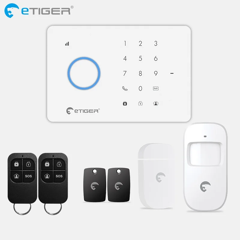 SET A ETiger S3b GSM сигнализация Системы комплект домашней сигнализации с PIR датчиком движения Беспроводной детектор дыма - Цвет: SET A