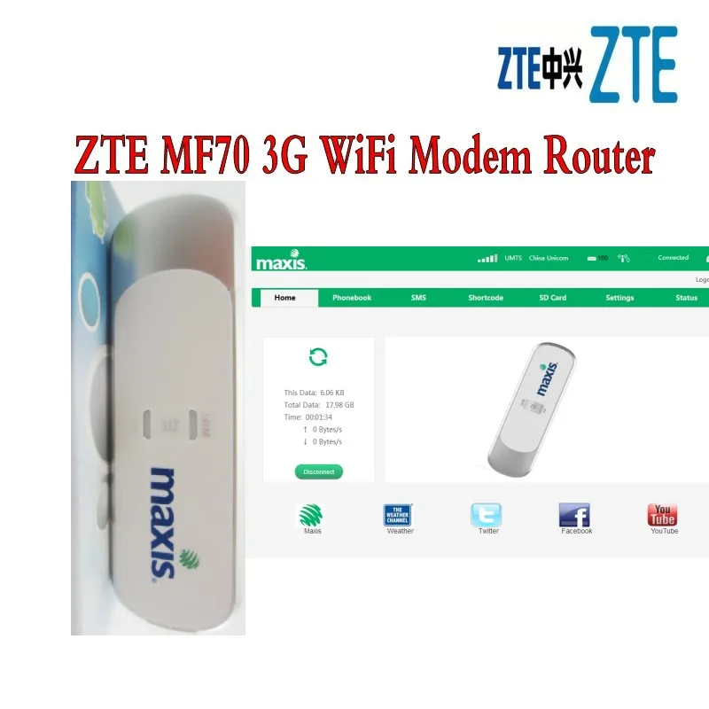 Новый разблокированный HSPA + 21 6 Мбит/с ZTE MF70 3G USB Беспроводной модем WIFI PKE369 E353 E169