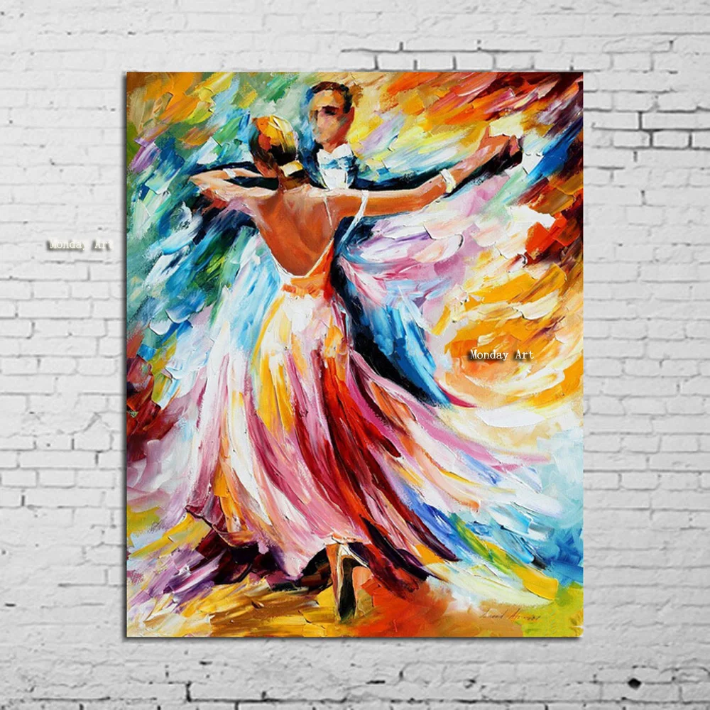 

Handmade Social dance couple Oil Painting Creation Gifts home Decoration Dance Party Frameless Pictures modern figure Painting