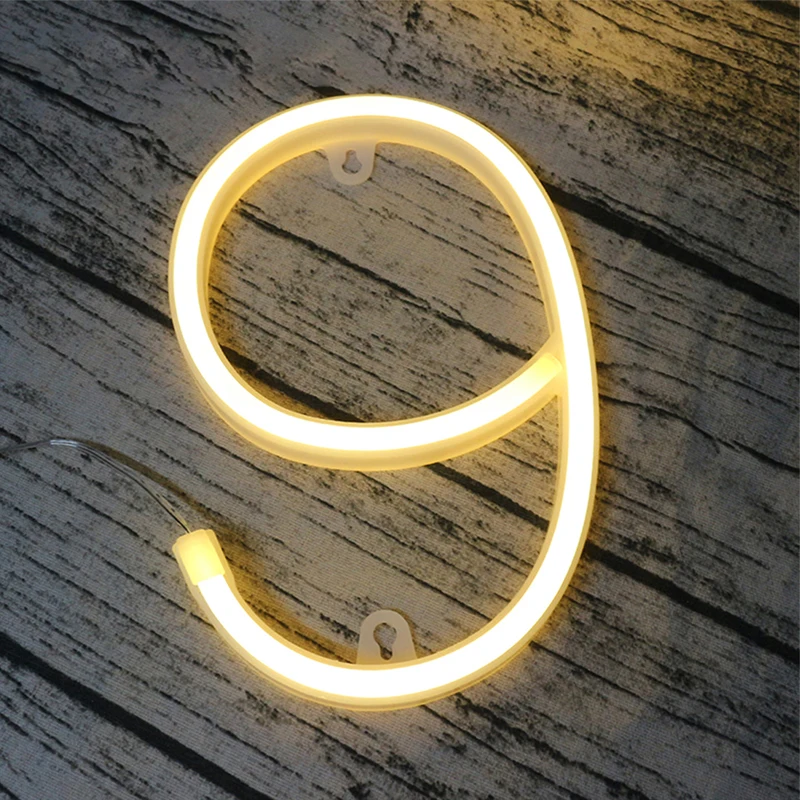 Hinnixy LED USB 0 9 цифры ночные светильники настенные неоновые для детей игрушка юбилей