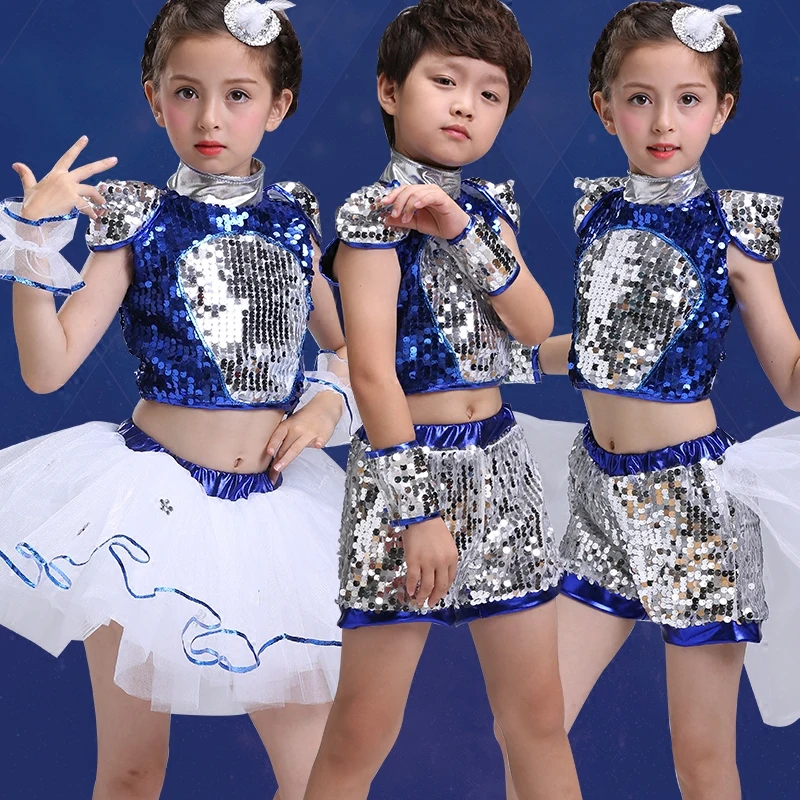 

Children's costumes Puff skirts Male and female sequined dance performance clothes Children's jazz clothes Modern dance clothes