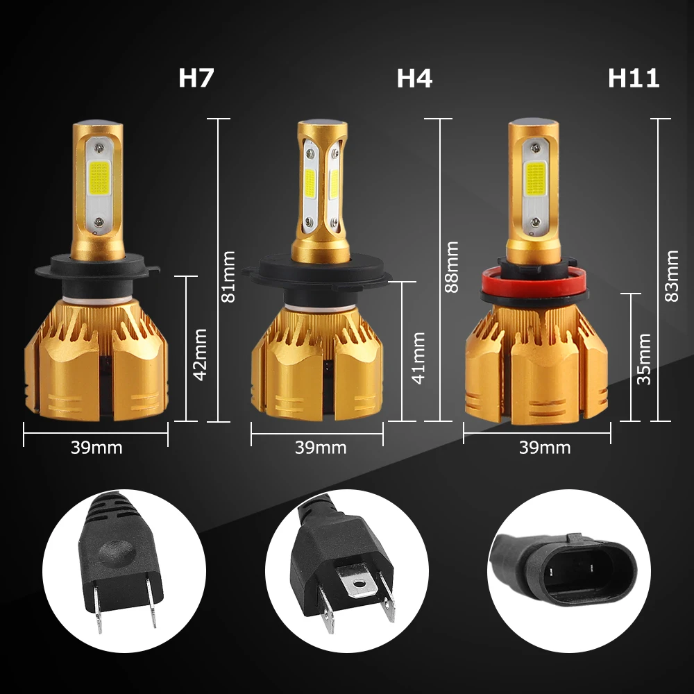 

2pcs H7 LED H11 H4 H1 H3 9005 9006 H13 9004 9007 Led Car Headlight Bulb 6000K 60W 8000LM 8000K 4300K 3000K Auto Headlamp 12V