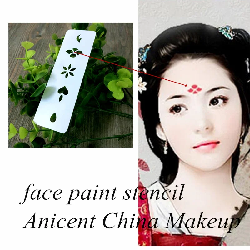 

Уход за кожей лица трафарет под краску, Красота Древнего Китая, свадебные трафарет для макияжа, 4 шт. небольшой многоразовые макияж тату траф...