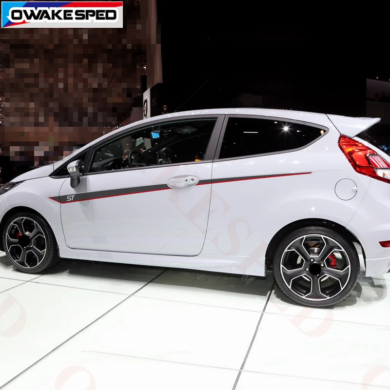 Гоночные спортивные полосы автомобиля линии талии наклейки для Ford Fiesta ST RS Хэтчбек 2008- 3-5 двери боковой Декор наклейки