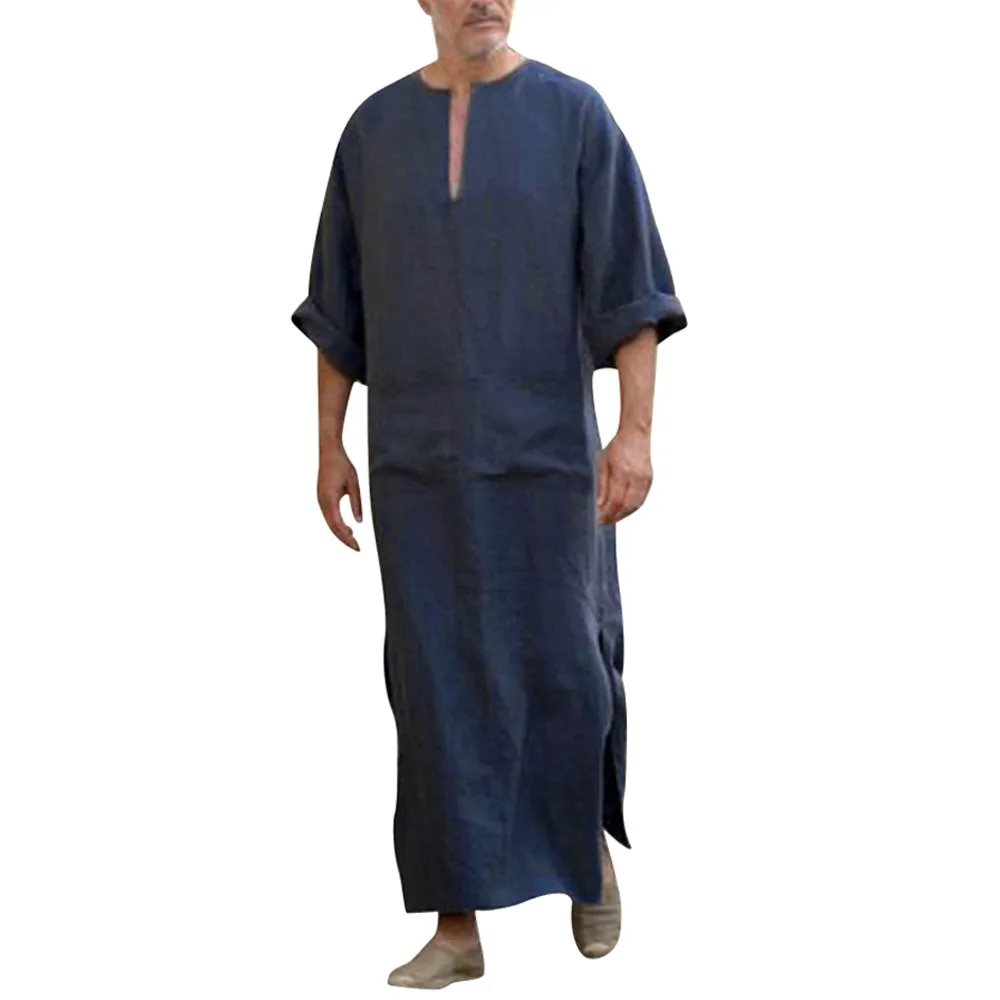 Home&Nest Islamic Arab Muslim Kaftan Hooded Long Sleeve Vintage Loose Dress Men Saudi Arabia Muslim Clothes#0611