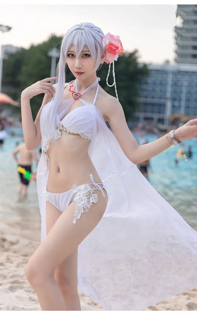 {STOCK}SINoALICE снежно-белый купальник костюм для косплея летний комплект сексуального