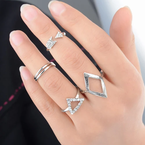 Hot 5Pcs Rhinestone Golden Above Knuckle Band Ring Midi Finger Tip Stack 6KBI 7GLI BDNB | Украшения и аксессуары