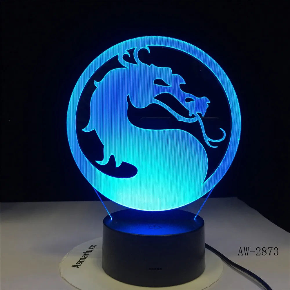3d настольная лампа с поворотом головы дракона иллюзия сенсорный USB датчик RGBW